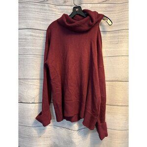 1.State Burgundy Cold Shoulder Turtleneck Sweater Size L